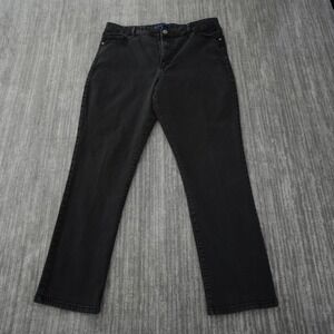 Bandolino Jeans Women Black Straight Leg Solid High Rise Denim 18 Measured 36x29